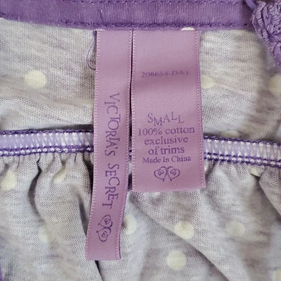 Victoria Secret purple and white  polka-dot pajama set - Picture 2 of 6